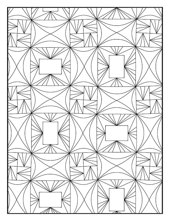 Coloring page geometric quilt repeating pattern printable