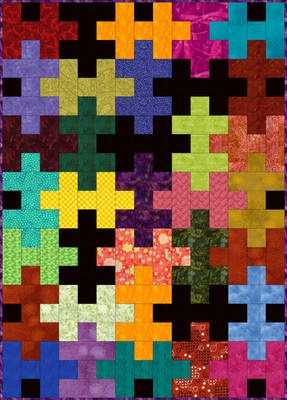 Make a colorful jigsaw puzzle quilt with this free and easy pattern puzzle quilt colorful quilts patterns scrap quilt patterns