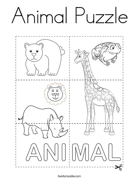 Animal puzzle coloring page