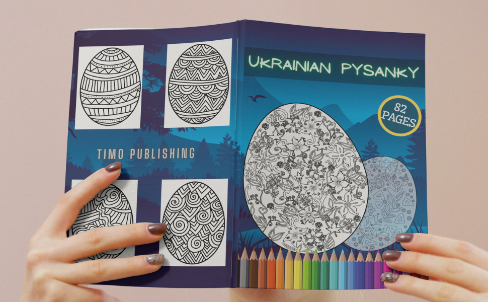 Ukrainian pysanky easter eggs coloring book gift medium to hard cut