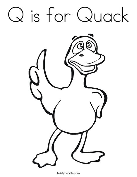 Q is for quack coloring page