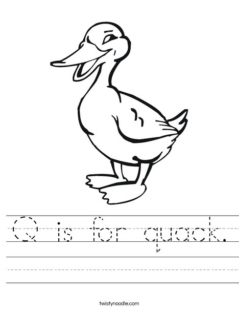 Q is for quack worksheet