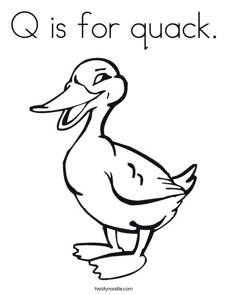 Q is for quack coloring page