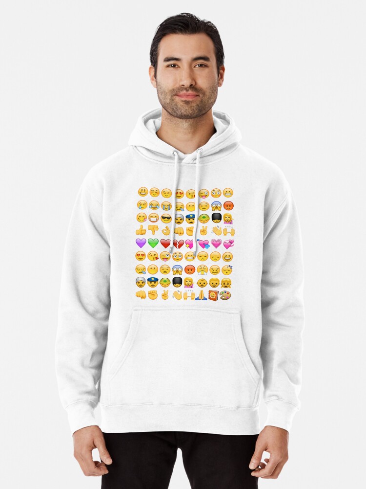 Emoji print pullover hoodie for sale by brzt