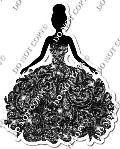Silhouette girl in sparkle dress w multiple colors sign swag usa