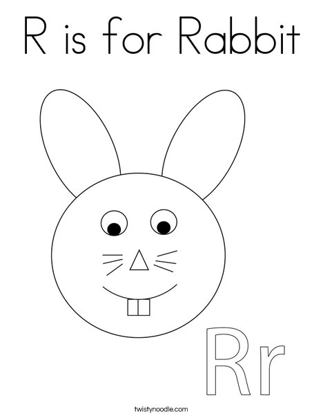 R is for rabbit coloring page