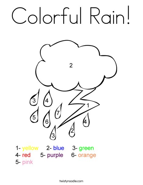 Colorful rain coloring page
