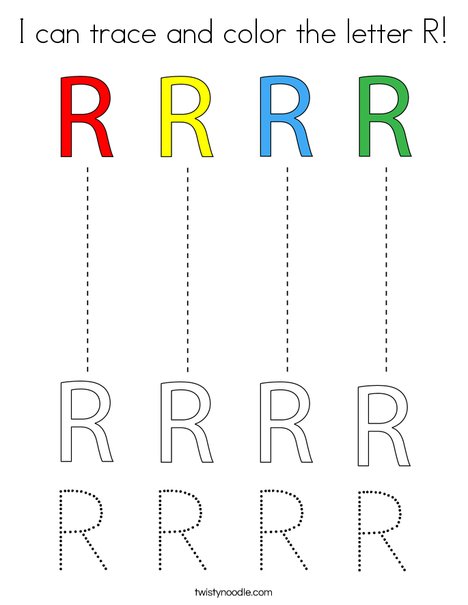 I can trace and color the letter r coloring page