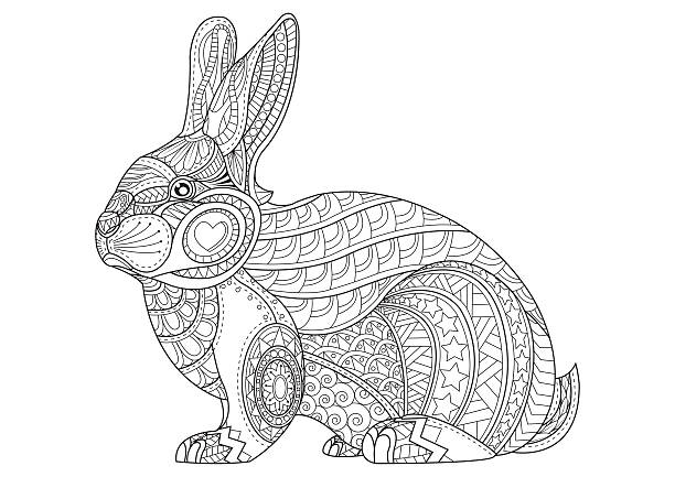 Hand drawn vintage doodle bunny vector illustration for easter stock illustration
