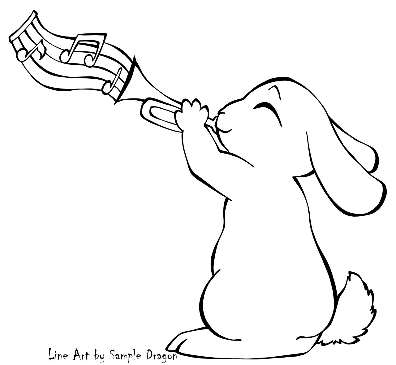 Trumpet bunny black and white freeuse by sampledragon on