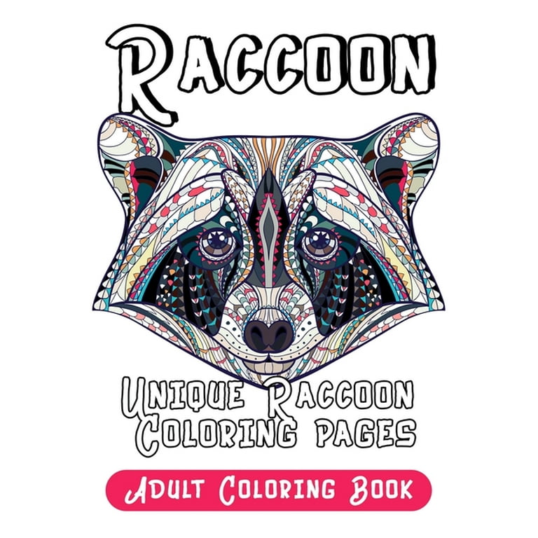 Raccoon adult coloring book unique raccoon coloring pages paperback