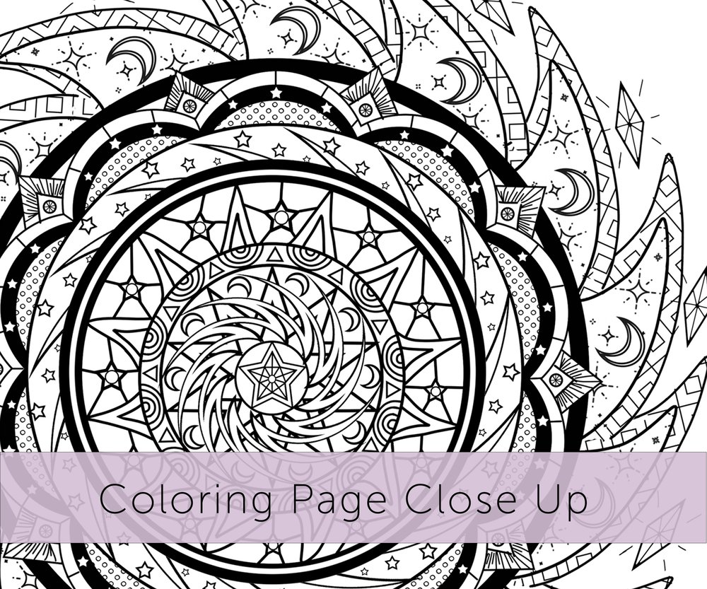 Sun mandala printable coloring sheet in black and white â chub and bug illustration wall art and school supplies for kids and babies