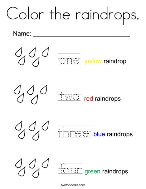 Color the raindrops coloring page