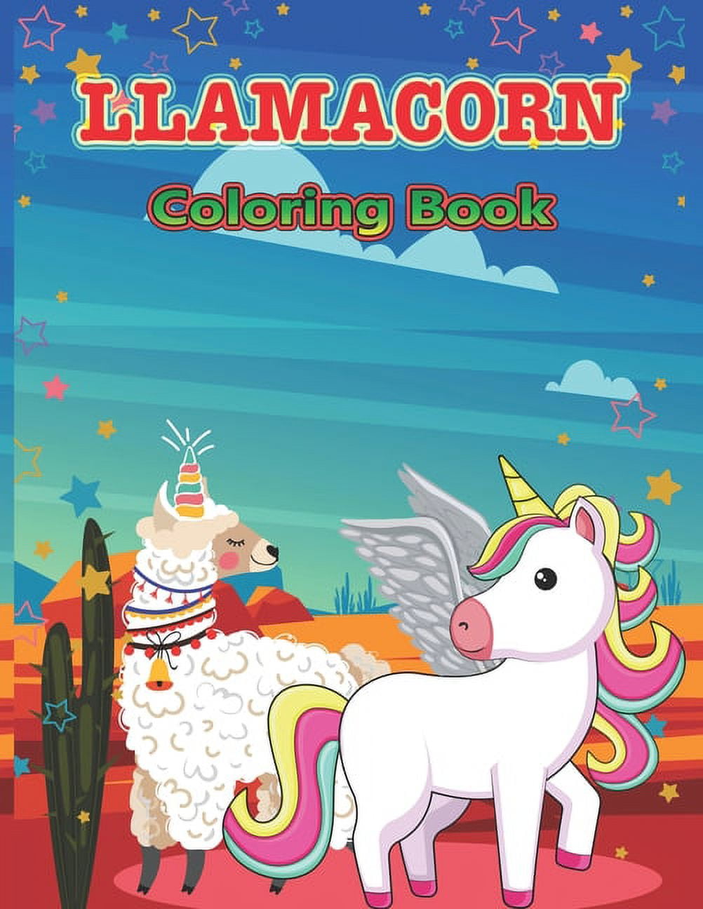 Llamacorn coloring book rainbow unicorn llama magical coloring pages paperback