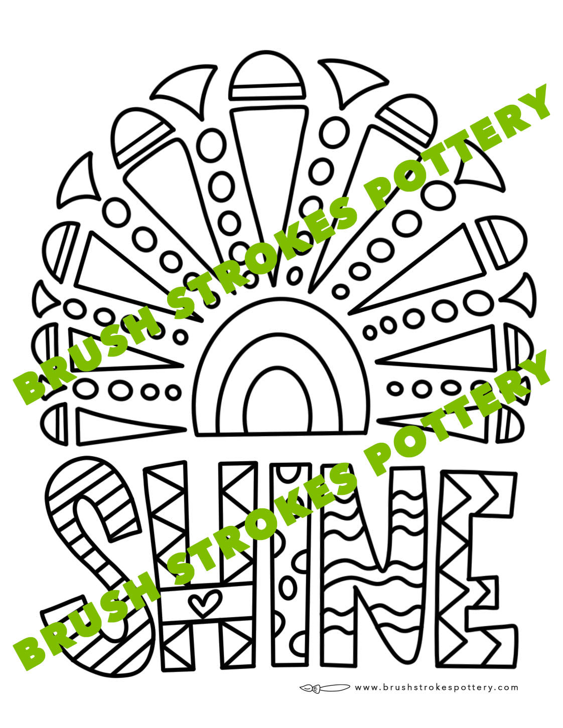 Shine rainbow coloring page â brush strokes pottery