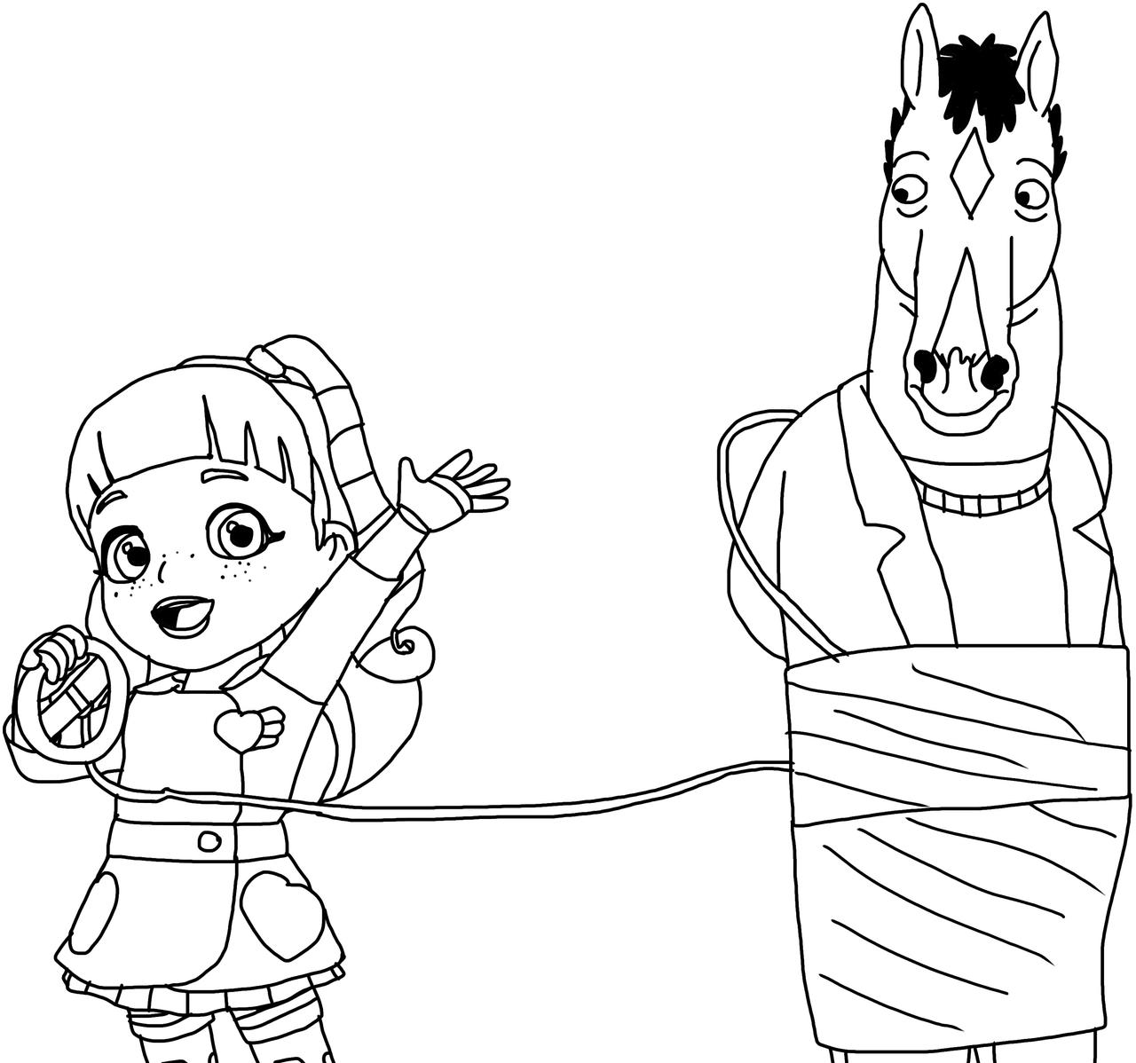 Rainbow ruby vs bojack horseman colouring page by trustamann on