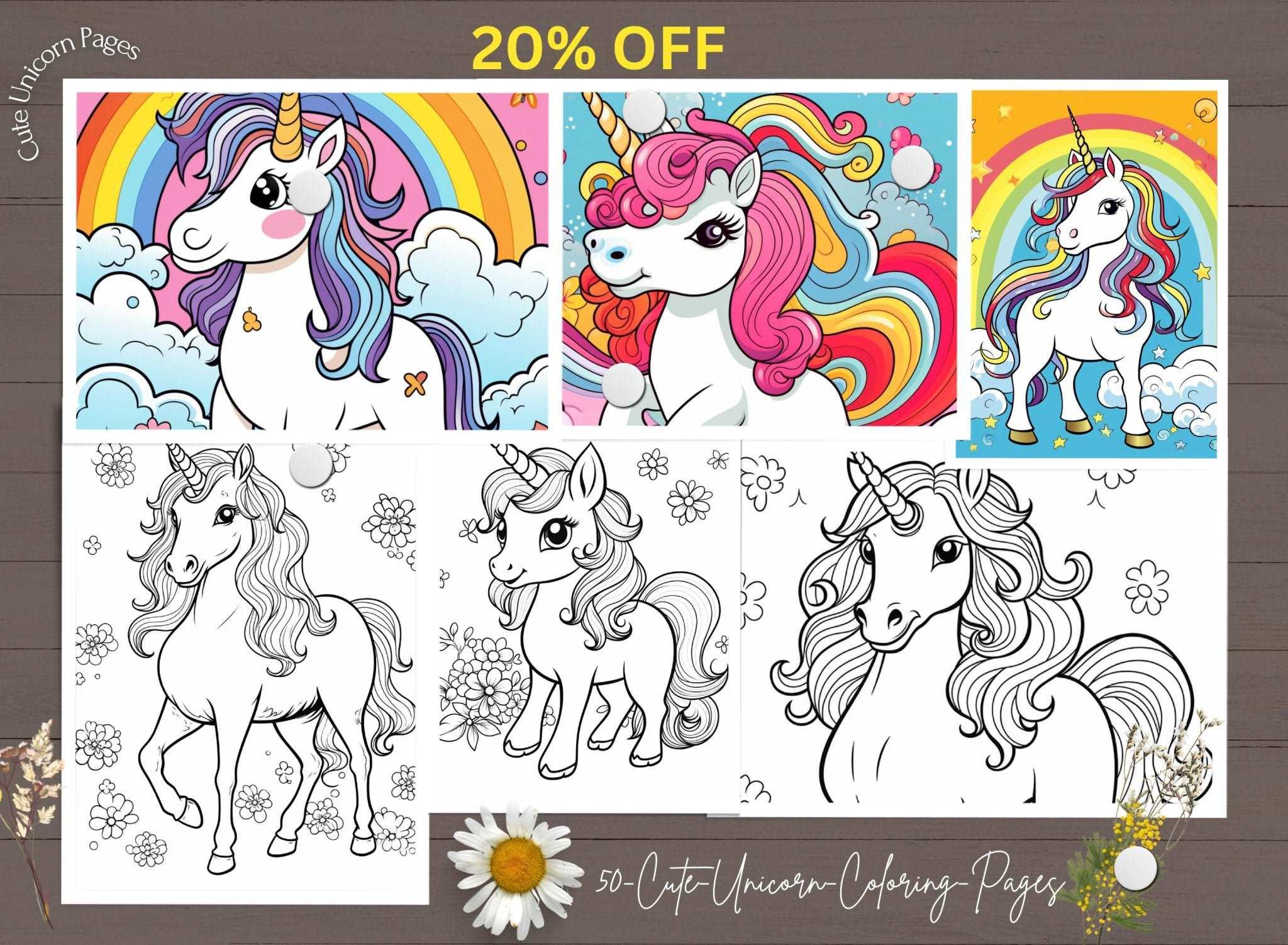 Rainbow unicorn colouring