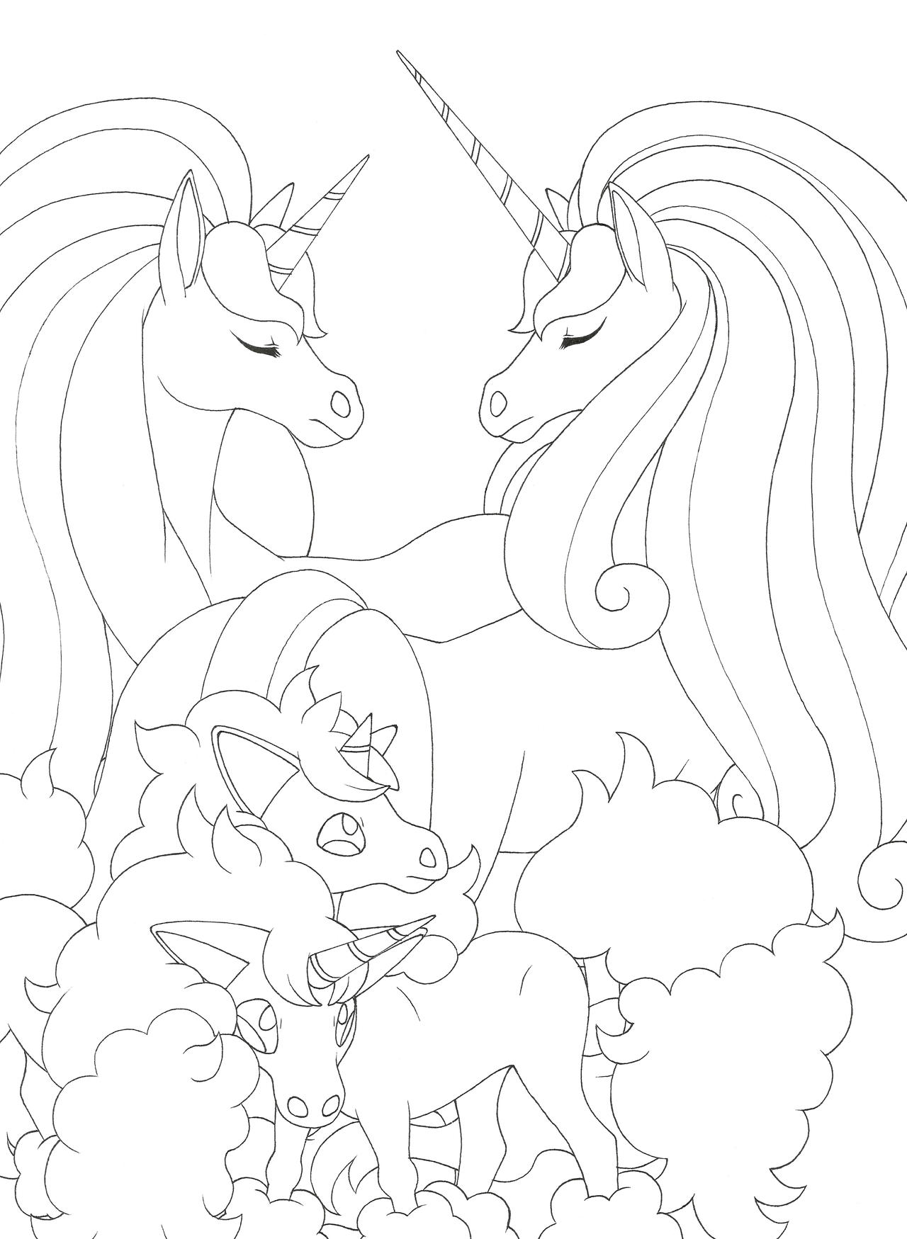 Rapidash and ponyta male and female by megaloceros