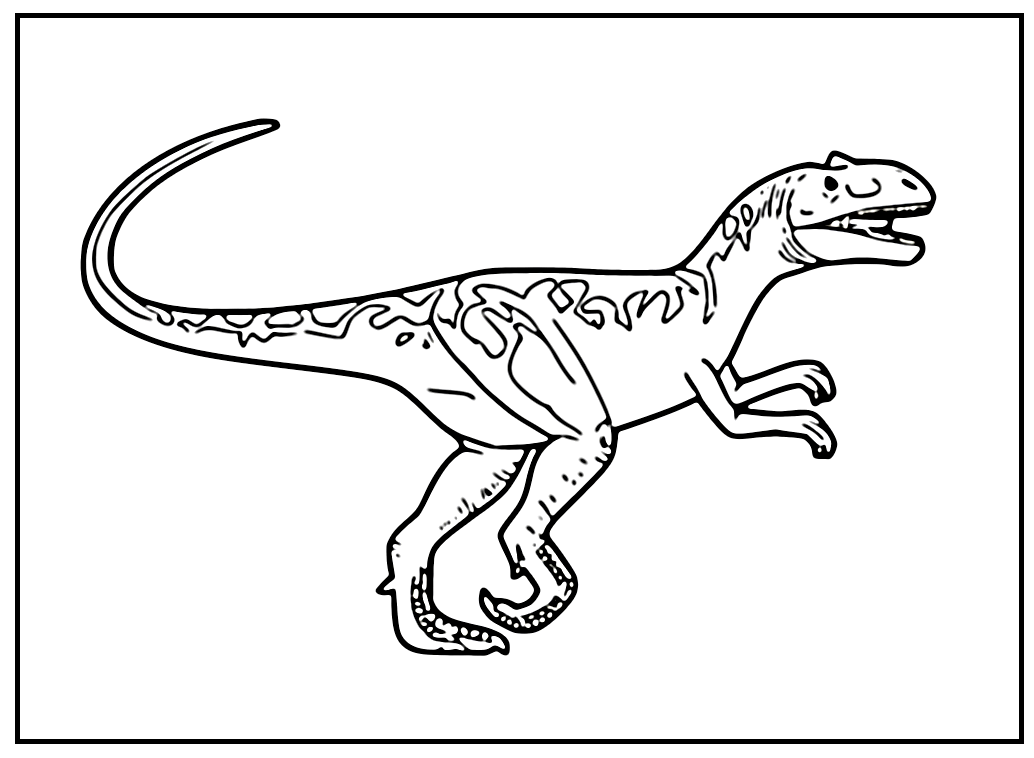 Velociraptor running coloring page