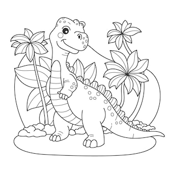 Realistic dinosaur coloring pages vectors illustrations for free download