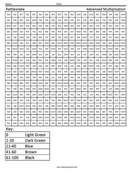 Rattlesnake multiplication coloring page