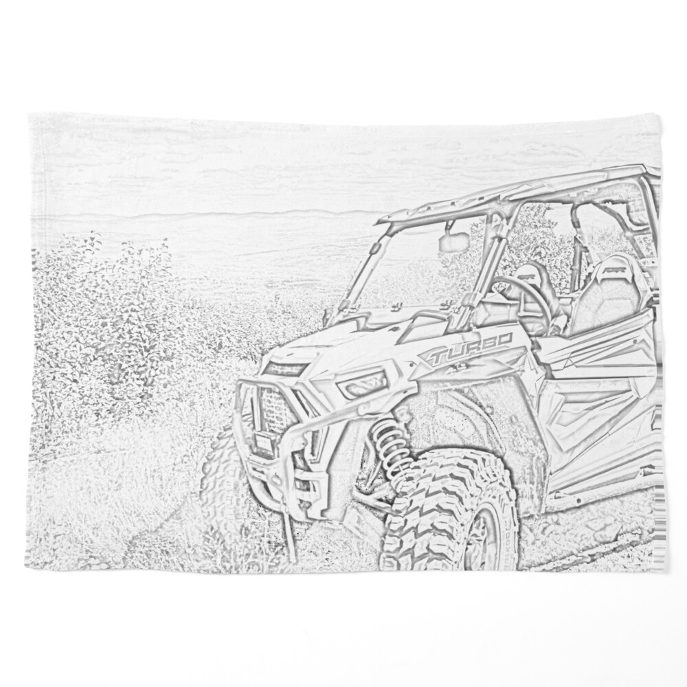 Parked rzr in coloring book style art board print for sale by katherine rose