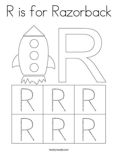 R is for razorback coloring page