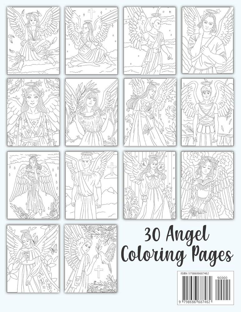 Angel coloring book realistic angel coloring pages for adults coloringbooks sunshine books