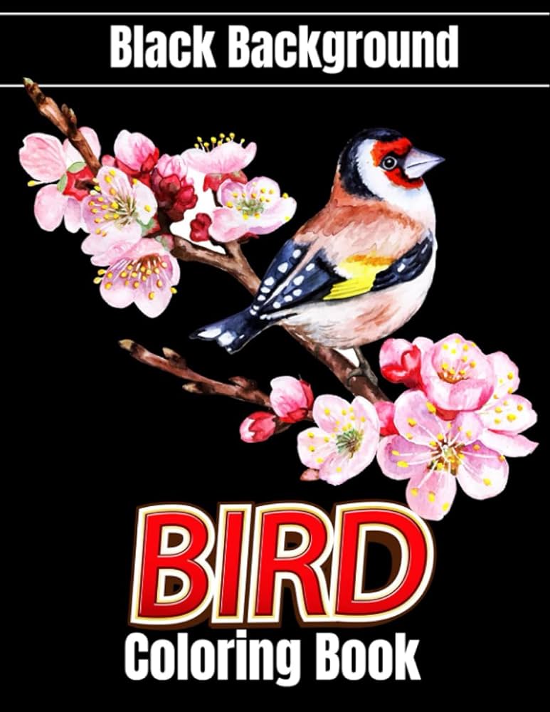Birds coloring book black background advanced realistic bird coloring book for kids anclog liza books