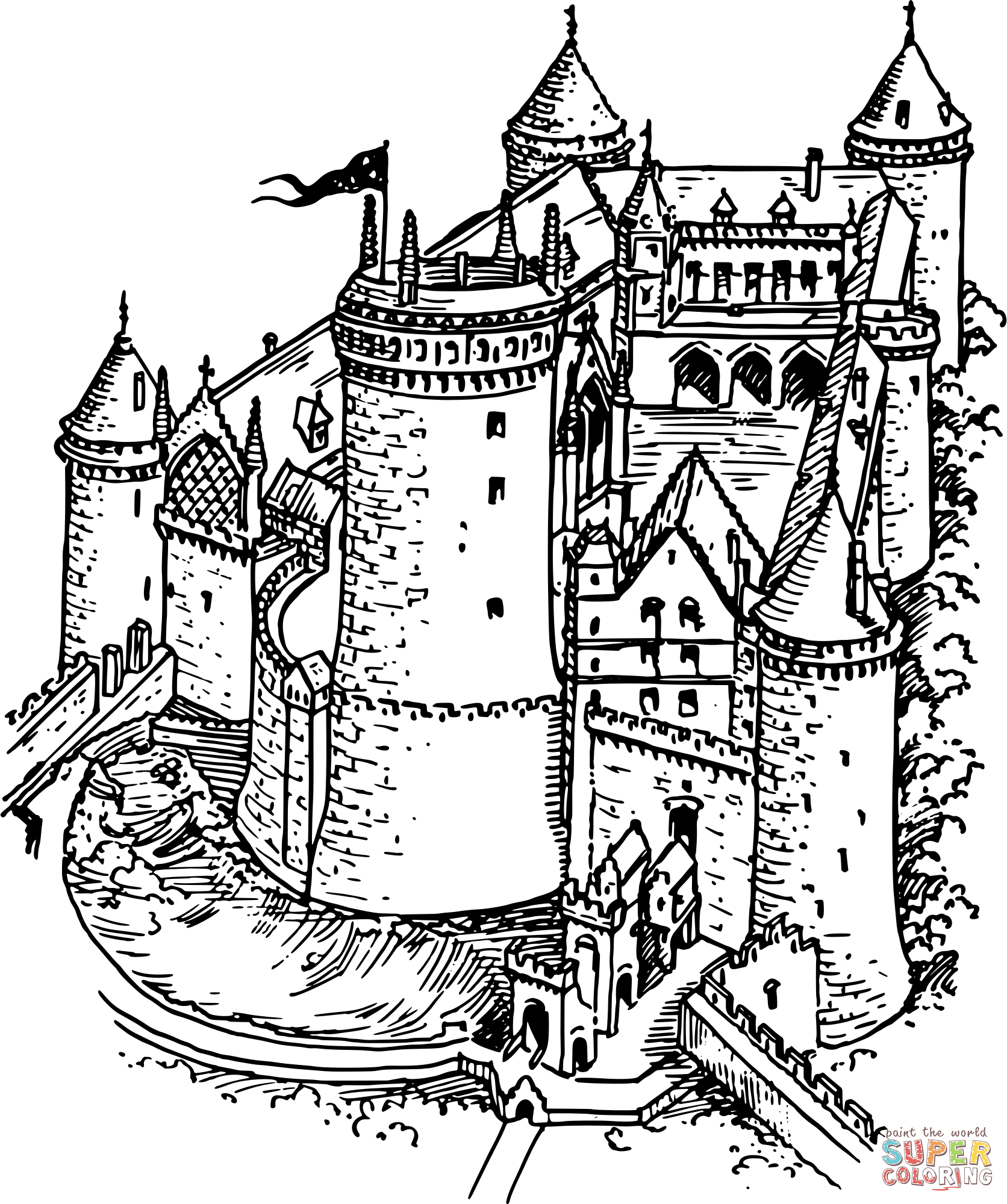 Vintage castle coloring page free printable coloring pages
