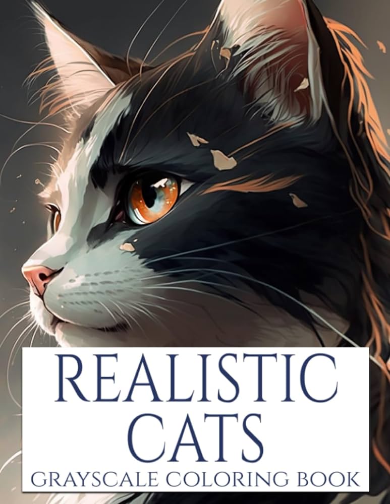 Realistic cats grayscale coloring book intricate cat portraits in stunning greyscale coloring pages for adults stress relief and relaxation dennis holden books