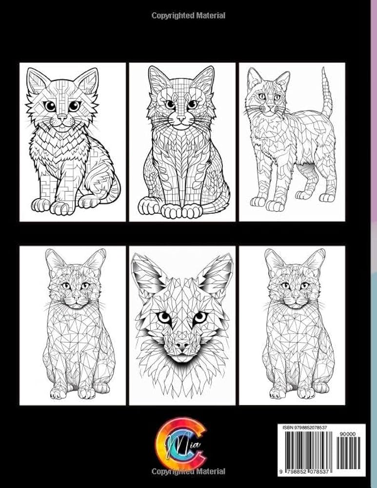 Pixel cat coloring book for adults and kids unique