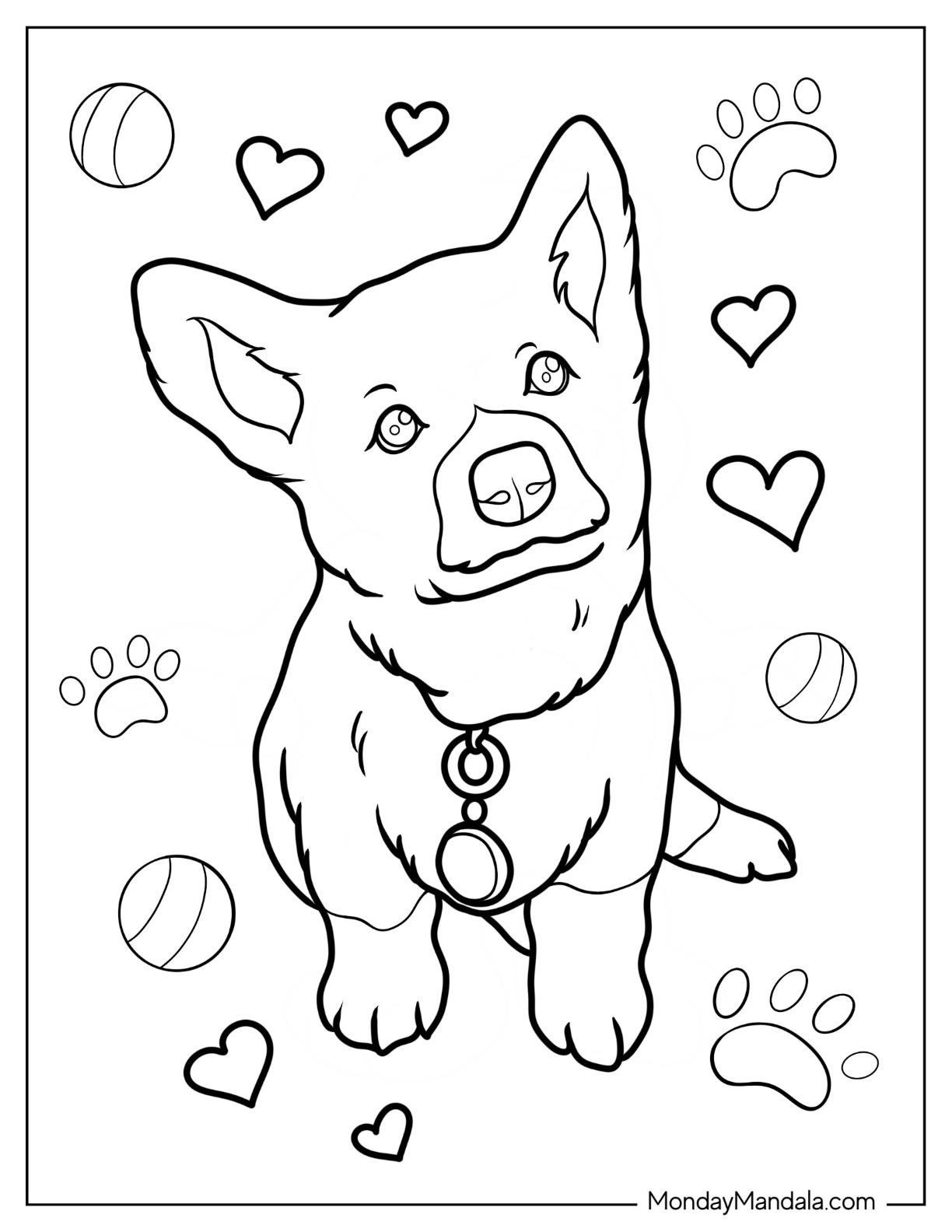 Corgi coloring pages free pdf printables