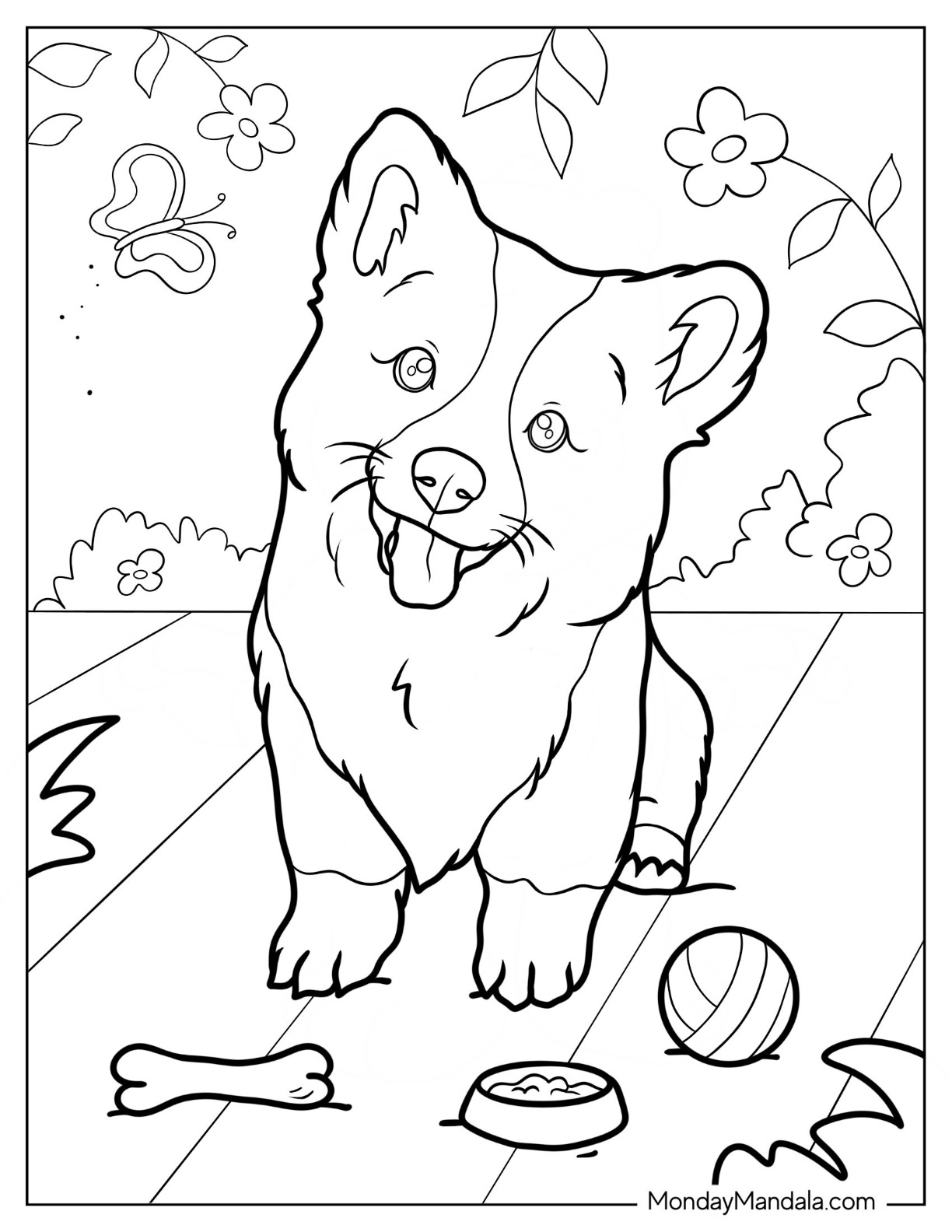 Corgi coloring pages free pdf printables