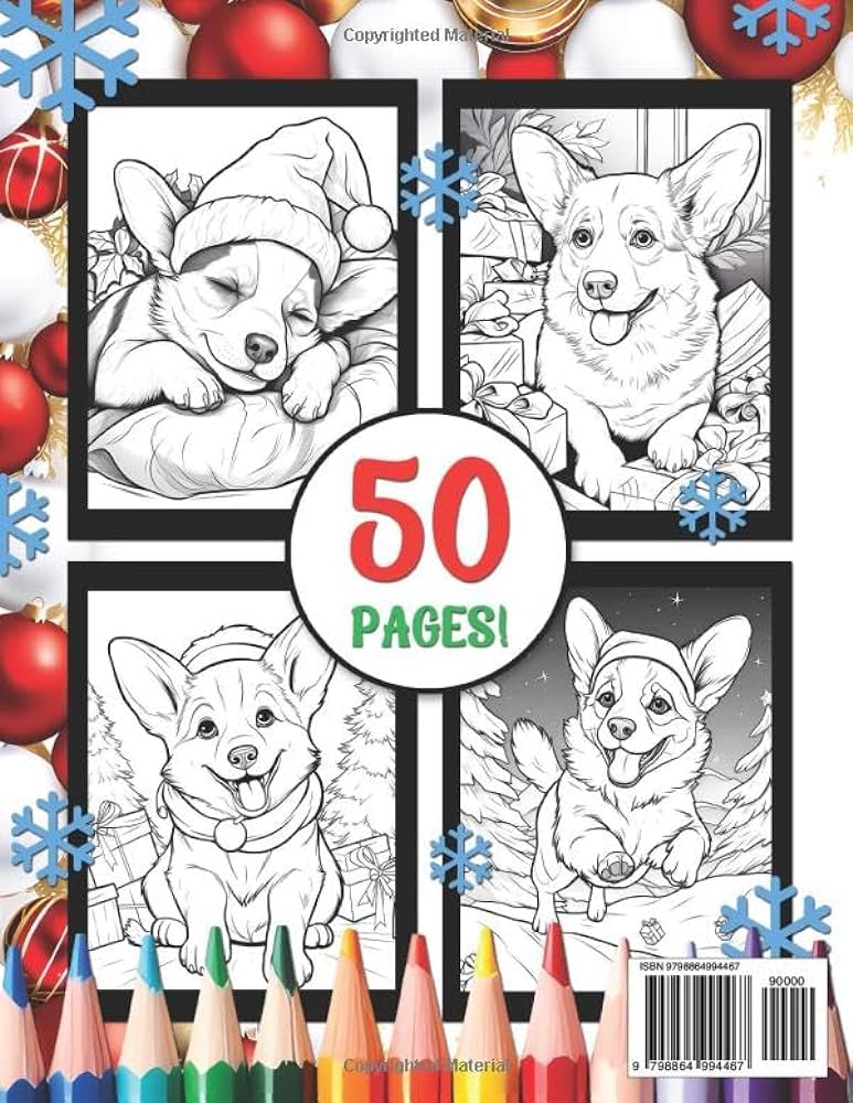 Christmas corgi coloring book cozy and relaxing christmas coloring book for adults and kids filled with cute corgis corgi gifts for corgi lovers and corgi moms petie uncle books