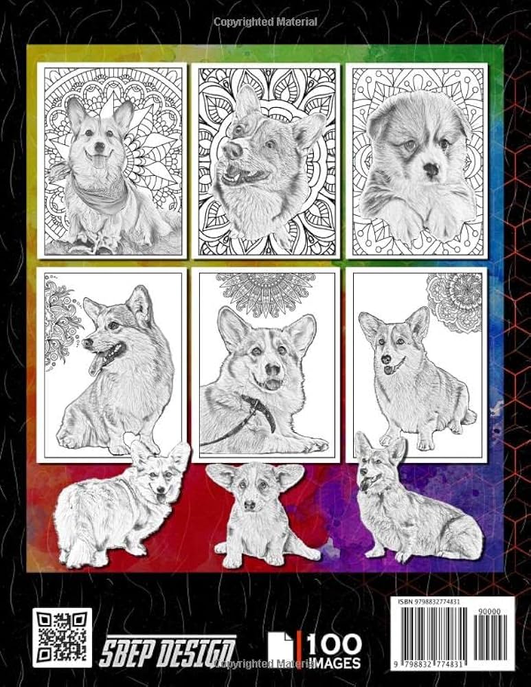 Corgi coloring book for adults beautifull realistic coloring sheets for corgi dog owner and lover anti stress relieving and anti anxiety design sbep books