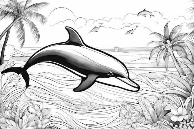 Premium ai image dolphin coloring page coloring book pages coloring page coloring book pages