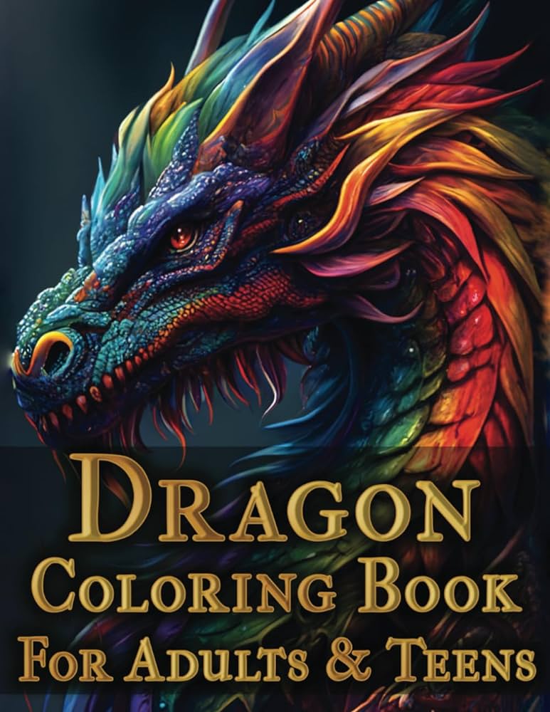 Dragon coloring book for adults teens amazing realistic dragons coloring pages for adults and teens with beautiful fantasy dragon scenes great birthday gift idea for dragons lovers topia brush