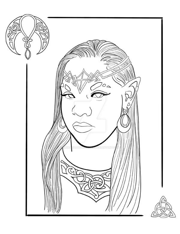 Female moon elf coloring page by erikalillustrations on