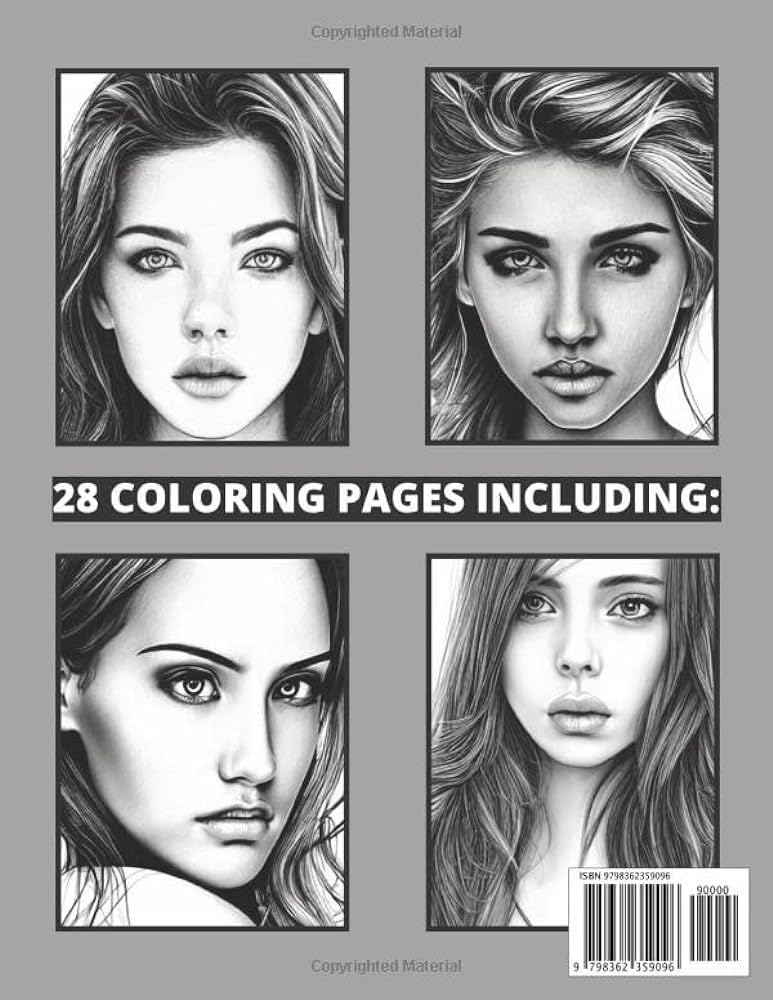 Realistic faces coloring book volume