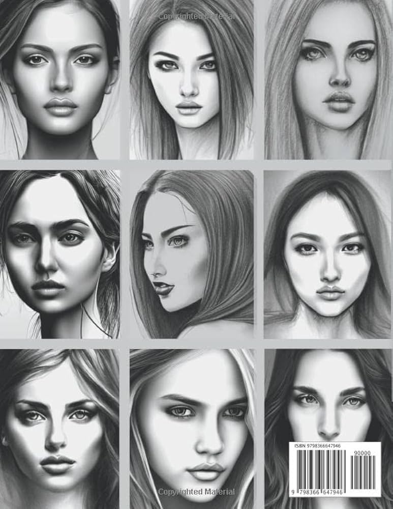 Portraits of women realistic faces grayscale coloring book for adults gorgeous elegant beautiful girls colouring pages for stress relief and relaxation by works art your