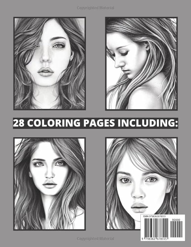 Realistic faces coloring book volume