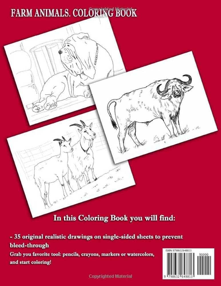 Farm animals coloring book for kids adults realistic drawings horse cow chicken sheep rabbit and more shawe mark books