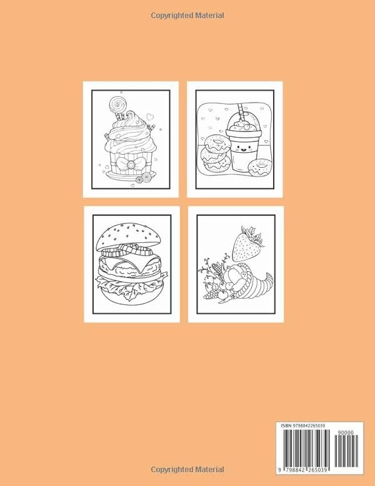 Just food real coloring book super cute food coloring book for adults and kids of all ages of all ages adorable relaxing easy food and drinks coloring pages