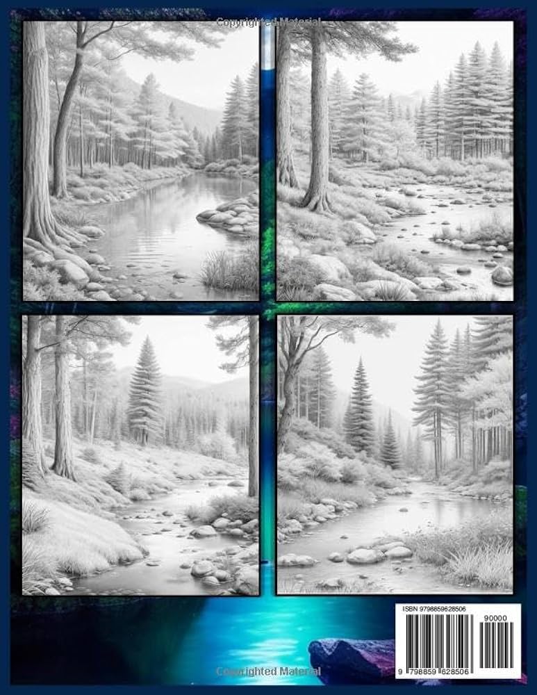 Relaxing forests grayscale adult coloring book coloring pages of realistic tranquil forest sceneries for relaxation and stress relief grayscale landscape scenery in grayscale for adults qassemi yassine books