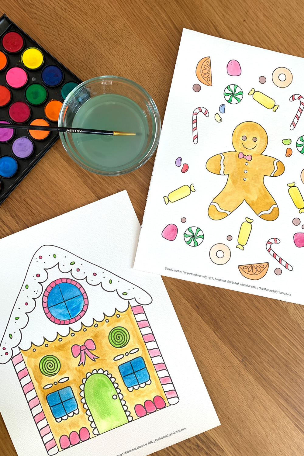 Festive gingerbread house coloring page printable for christmas