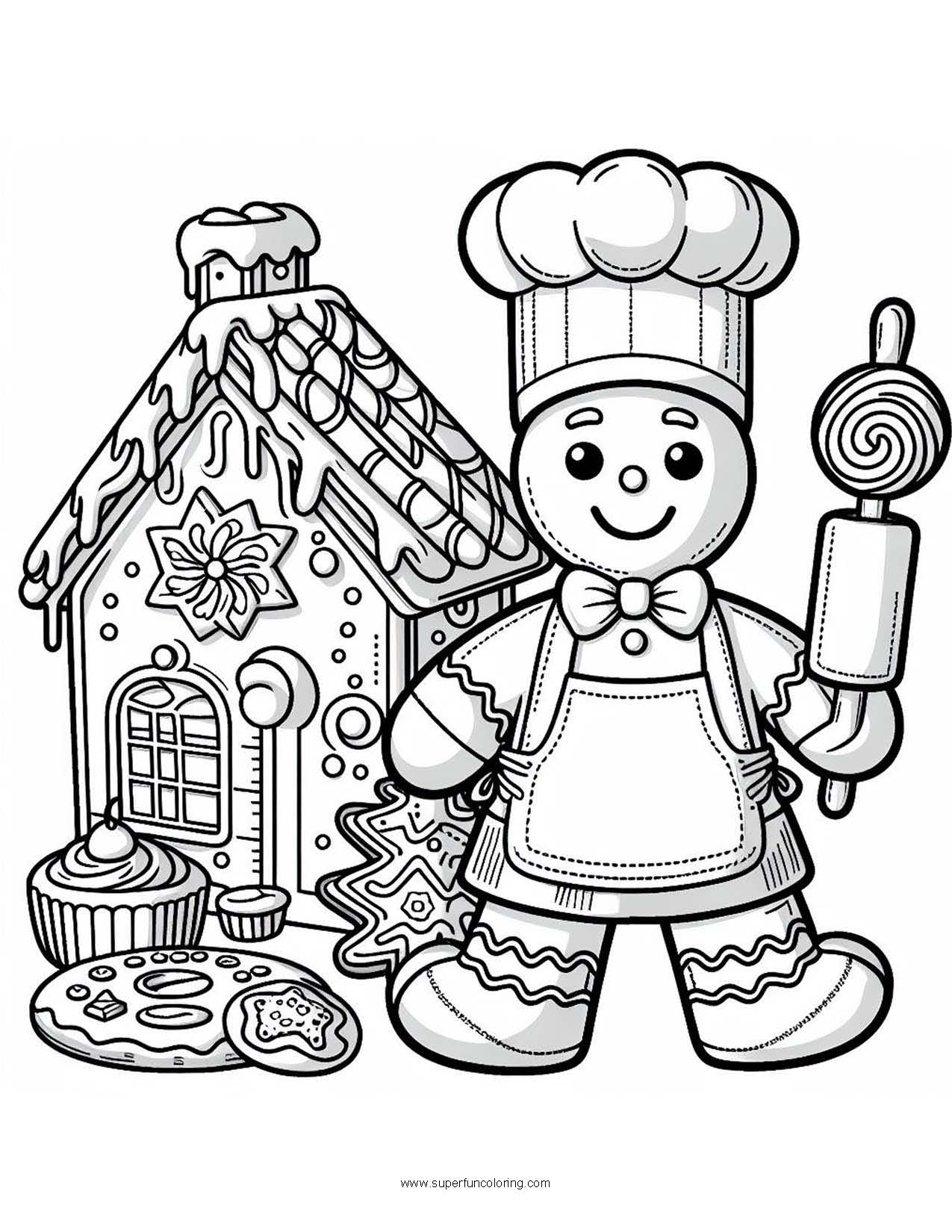 Gingerbread house coloring page