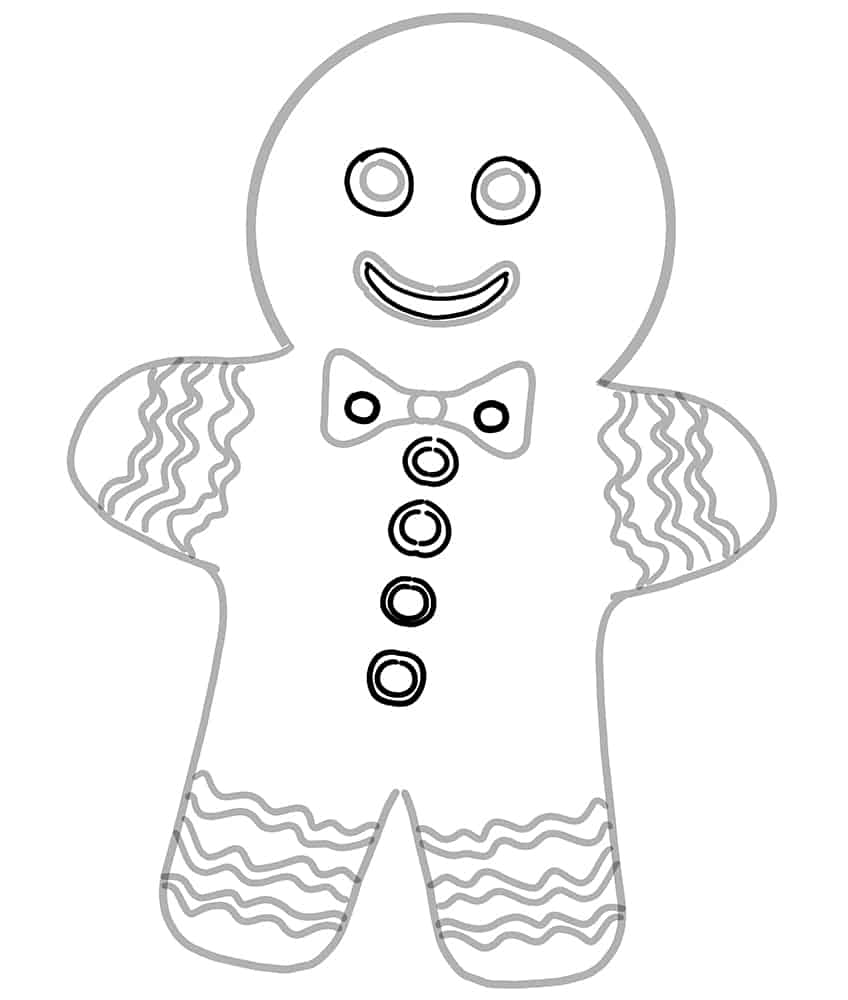 How to draw a gingerbread man