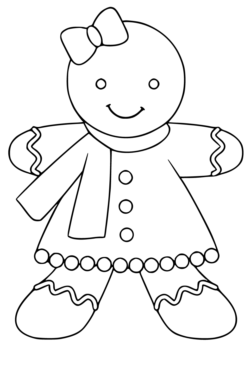 Free printable gingerbread man young woman coloring page for adults and kids