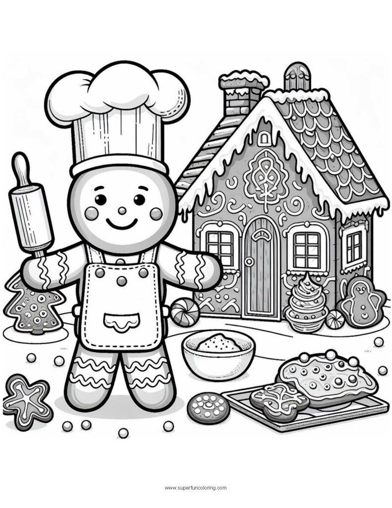 Gingerbread house coloring page